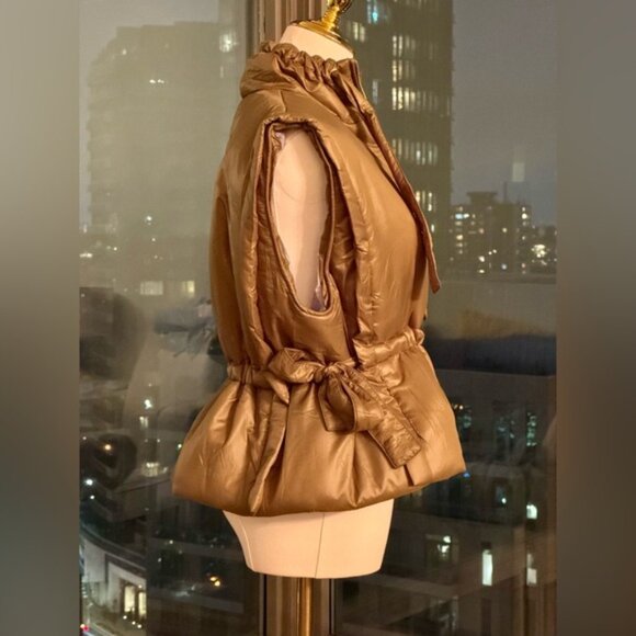 🆕 GANNI 🧿 NWOT Padded Sleeveless Jacket, Khaki Green - Sz S / M - Picture 10 of 16